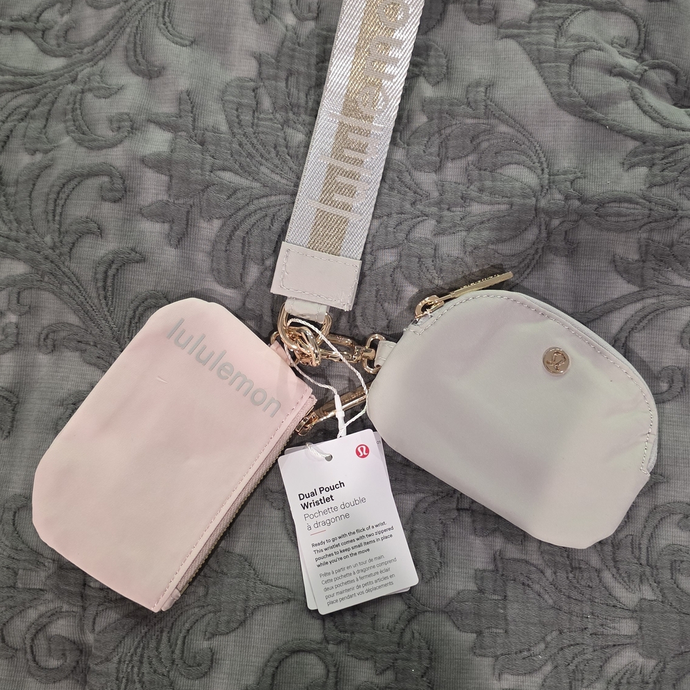 lululemon athletica Pink and White Dual Pouch Wristlet